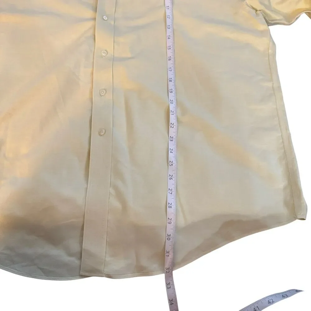 BROOKS BROTHERS XLarge‎ Long Sleeve Oxford Shirt Yellow Monogrammed - Picture 8 of 11